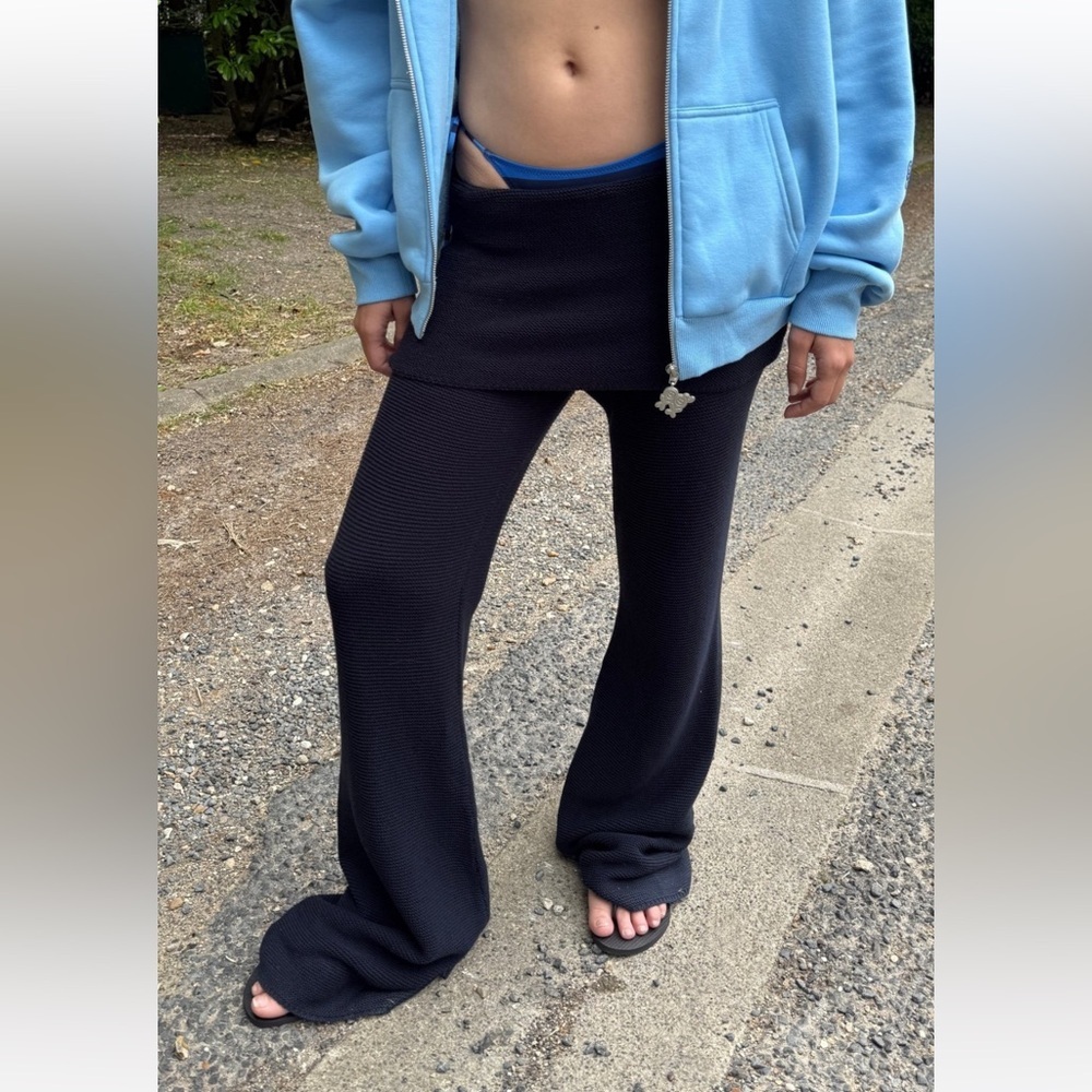 Urban Sophistication 2007 Low Rise Fold Over Pant Knit Flare in Blue Size XS